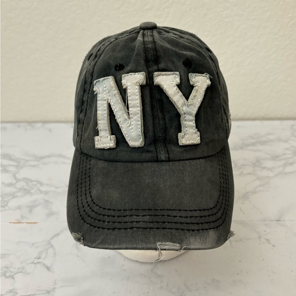 unbranded Other - Air Force New York Distressed Strapback Hat Men’s Gray Stonewashed Cap